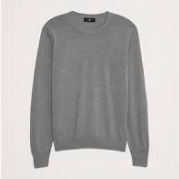 BANANA REPUBLIC ITALIAN MERINO CREW-NECK SWEATER grey size Small NWT - Picture 2 of 6